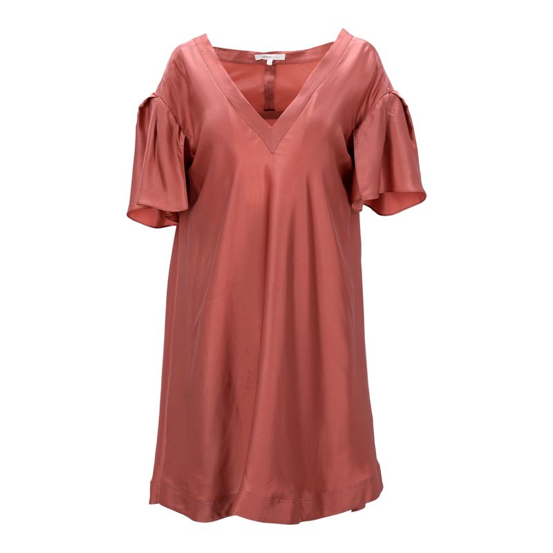 Vanessa Bruno Mini Shift Dress In Pink Silk